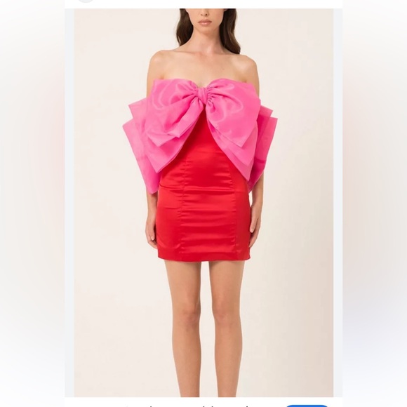 Amy Lynn Strapless Bow Mini Dress NWT - Picture 1 of 9